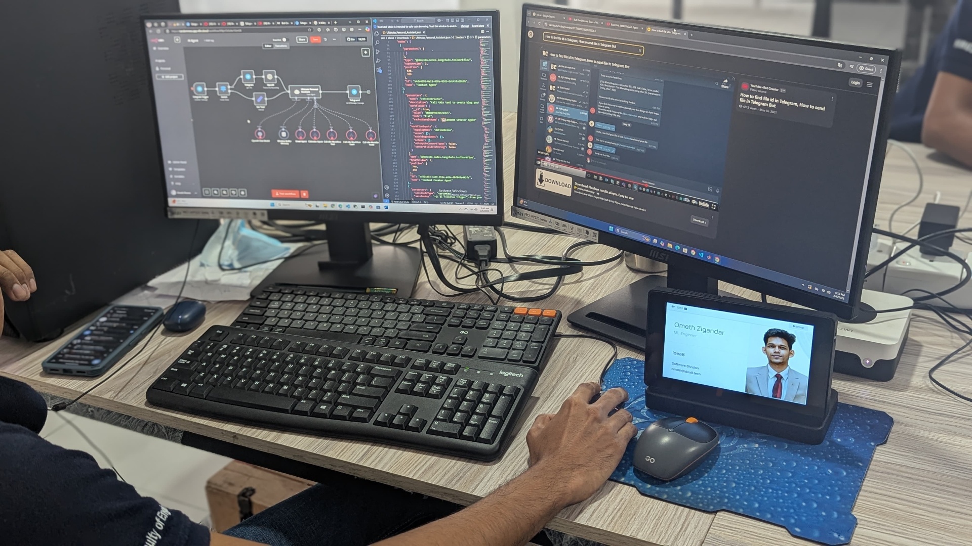 AI workflow and Telegram bot integration under development at Idea8